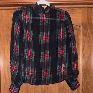 J. Crew Plaid Blouse - Red and Black